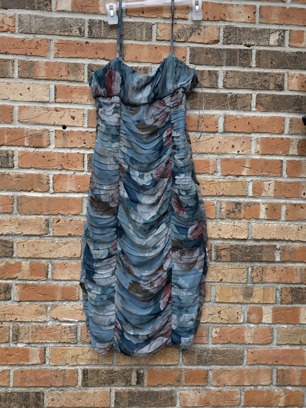 Zara Blue-Green Floral Ruched Midi Dress - Picture 5 of 16